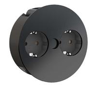 Bachmann Prise encastrable Twist 931.150 – 2 prises, câble 2 m, noir mat, encastrement 40 mm