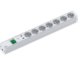 BACHMANN Bâti de prises 19" 1U 7xUTE 1xinterrupteur 1xSPD, 2 m