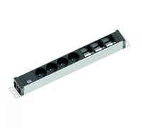 Bachmann Bloc multiprise universel 3 x module Custom, 4 x UTE 230V, noir, pivoté de 35°, 3 m de câble H05VV-F3G1,5mm² avec fiche coudée 90°, équerre de fixation incluse. (922.082)