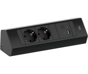 BACHMANN CASIA 2K en NOIR avec 2 prises Schuko et USB A et C / Norme allemande / Prise de courant
