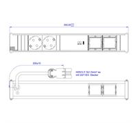 Bachmann CONI - Bâti de prises - CA 250 V - entrée, entrée GST18i3 - prises de sortie : 2 (2 x CEE 7/3, 24 broches USB-C) - cordon de 20cm - noir, RAL 9005, aluminium (912.169)