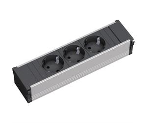 Bachmann CONI - Bâti de prises - entrée, entrée GST18i3 - raccords de sortie : 3 - cordon de 10cm - Allemagne - noir, aluminium anodisé (333.1007)