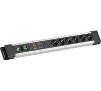 BACHMANN CONNECTUS 6xCEE7/3, 1xGVS 1xinterrupteur 2,0m CEE7/7 Gris