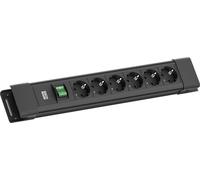 BACHMANN CONNECTUS 6xCEE7/3, 1xinterrupteur 2,0m CEE7/7 Noir