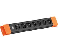 BACHMANN CONNECTUS 6xCEE7/3, 1xinterrupteur 2,0m CEE7/7 noir/orange