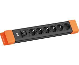 BACHMANN CONNECTUS 6xCEE7/3, 1xinterrupteur 2,0m CEE7/7 noir/orange