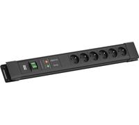 BACHMANN CONNECTUS 6xUTE, 1xGVS 1xinterrupteur 2,0m CEE7/7 noir
