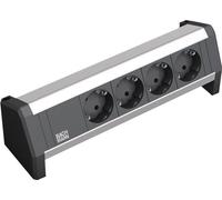Bachmann DESK 1 - Bâti de prises - CA 230 V - entrée, entrée GST18 - prises de sortie : 4 - Allemagne - noir, aluminium anodisé (902.0049)