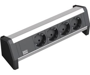 Bachmann DESK 1 - Bâti de prises - CA 230 V - entrée, entrée GST18 - prises de sortie : 4 - Allemagne - noir, aluminium anodisé (902.0049)