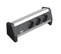 Bachmann DESK 1 - Bâti de prises - CA 230 V - entrée, entrée GST18 - raccords de sortie : 3 - Allemagne - noir, aluminium anodisé (902.0048)