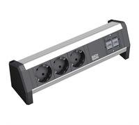 Bachmann DESK 1 : multiprise de table à 3 prises, aluminium anodisé