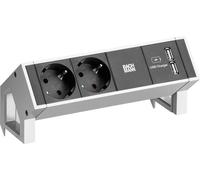 Bachmann DESK 2 - Bâti de prises - entrée, entrée GST18 - prises de sortie : 2 (2 x USB, 2 x tension) - cordon 20cm - Allemagne - blanc (902.319)