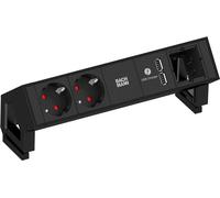 Bachmann DESK 2 - Bâti de prises - entrée, entrée GST18 - prises de sortie : 2 (2 x USB, 2 x tension) - cordon 20cm - Allemagne - noir (902.602)