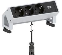 Bachmann DESK 2 - Bâti de prises - entrée, entrée GST18 - raccords de sortie : 3 - cordon de 20cm - Allemagne - noir, acier inoxydable (902.500)