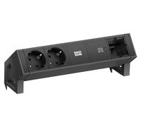 Bachmann Desk 2, pour l'intérieur, type F, noir, 2 prises CA, 1 pièce