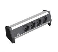 BACHMANN DESK 4x Schutzkontakt mit fest verbundenem Anschlusskabel, schwarz, 3 m