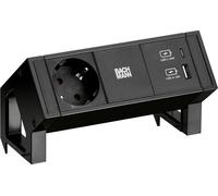 BACHMANN DESK2 1x contact de protection 1x USB-Charger A/C, noir