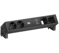 BACHMANN DESK2 2xCEE7/3, chargeur USB A/C, 2xCM, câble d'alimentation 0,2 m GST18 RAL9005