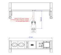 BACHMANN DESK2 2xCH 1xUSB A/C 22W 1xCM, 0,2m GST18 INOX Suisse