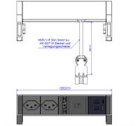 BACHMANN DESK2 2xCH 90° 1xUSB A/C 22W, 0,2m GST18 RAL9005 Suisse