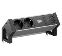 BACHMANN DESK2 ALU BLACK 2xCEE7/3, 1xUSB-C/C 65 W, L = 0,2 m