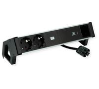 BACHMANN DESK2 ALU BLACK 2xUSBC, USB Charger 60W 1xABD 0,2m GST18