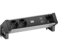 BACHMANN DESK2 ALU BLACK 2xSchutzkt.USB, USB Charger 22W A&C 1xABD 0,2m GST18