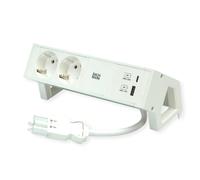 BACHMANN DESK2 ALU WHITE 2x contact de protection, USB Charger 22W A&C, 0,2m GST18