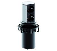 Bachmann ELEVATOR bloc multiprises, 2x Schuko, acier inoxydable