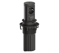 BACHMANN ELEVATOR2 1xCEE7/3 1xUSB C/C45W, Chargeur sans fil 15W, couleur RAL 9005, longueur 2,0 m, modèle AEH