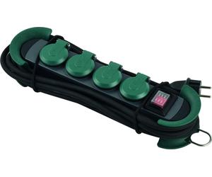 Bachmann HOOK Outdoor - Multiprise - Prises de sortie : 4 (4 x connecteur, 2 pôles) - 4,0m cordon - vert (500.200)