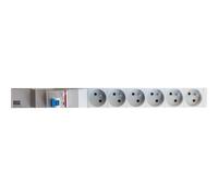 Bachmann IT PDU Basic - Unité de distribution secteur (rack-montable) - CA 230 V - monophasé - entrée : power CEE 7/7 - connecteurs de sortie : 6 (Français / UTE) - 2 m cordon