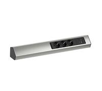 Bachmann Multiprise d'angle Casia 2, 3 Prises avec USB-A et USB-C, câble de 2m, Montage Mural ou en Angle dans la Cuisine et au Bureau, Aspect INOX (Cache réglable, revêtement Anti-Traces de Doigts)