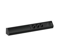 Bachmann Multiprise d'angle Casia 2, 3 Prises avec USB-A et USB-C, câble de 2m, Montage Mural ou en Angle dans la Cuisine et au Bureau, Noir (avec Cache réglable et revêtement Anti-Traces de Doigts)