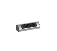 Bachmann Multiprise d'angle Casia 2, 3 Prises, câble de 2m, Montage Mural ou en Angle dans la Cuisine et au Bureau, Aspect INOX (avec revêtement Anti-Traces de Doigts)