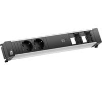 Bachmann Power Frame ALU Large Multiprise 2x prises avec contact de protection 1x USB-C Charger 60W 2xmodules personnalisés vide courant 0,2m H05VV-F 3G1,5mm² avec fiche GST18 avec logo emballé dans u
