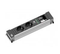 Bachmann POWER FRAME - taille M - bloc multiprise - CA 250 V - entrée, entrée GST18i3 - prises de sortie : 2 (2 x USB, 2 x CEE 7/3) - cordon de 20cm - noir, aluminium anodisé (916.0514)