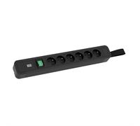 BACHMANN PRIMO 2 6xUTE 1xinterrupteur 2,0m CEE7/7, noir, 2 m