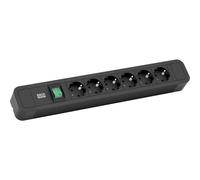 BACHMANN PRIMO2 Steckdosenleiste 6x Schutzkontakt, Aluminium, Schalter, schwarz, 2 m