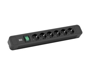 BACHMANN PRIMO2 Steckdosenleiste 6x Schutzkontakt, Aluminium, Schalter, schwarz, 2 m