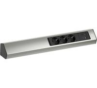 Bachmann Prise d'angle Cuisine Casia2 L 3 prises en bloc avec USB C et A pour coins et niches, effet inox