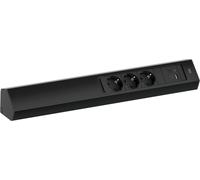 Bachmann Prise d'angle cuisine Casia2 L 3 prises multiples avec USB C et A pour coins et niches, noir