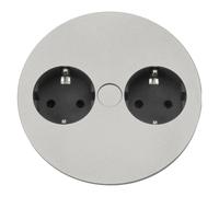 Bachmann Twist 931.000 Prise encastrable 2 Prises avec câble de 2 m pour Cuisine et Bureau Aspect INOX (Profondeur d'encastrement de Seulement 40 mm et évacuation de l'eau intégrée)