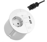 BACHMANN Prise encastrable Loop IN Charge 1 prise 1 x USB A/C 22 W avec passe-câble de 0,2 m pour bureau, salle de réunion et salon en blanc 938.303