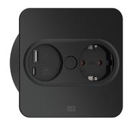 Multiprise carrée Bachmann TWIST 2 avec 1 prise Schuko + USB C, câble de 2 m, noir mat