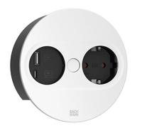 BACHMANN Prise encastrable Twist 2 Ronde, 1 Prise avec USB-A et USB-C, câble de 2 m, Prise de Table pour Cuisine et Bureau, Blanc (avec Ouverture par Pression, revêtement Anti-Traces de Doigts)
