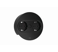 Bachmann Prise encastrable Twist 2 Ronde, 2 Prises, câble de 2 m, Prise de Table pour Cuisine et Bureau, Noir 946.100 (avec Ouverture par Pression, revêtement Anti-Traces de Doigts et Cache Amovible)