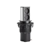 Bachmann Prise escamotable Elevator, 2 Prises françaises, câble de 2m, Prise de Table pour Cuisine et Bureau, Aspect INOX 928.007 (Sort par Simple Pression du Doigt)