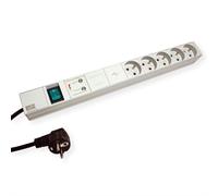 BACHMANN prise multiple, 1UH 5x UTE, interrupteur, protection contre les surtensions & filtre