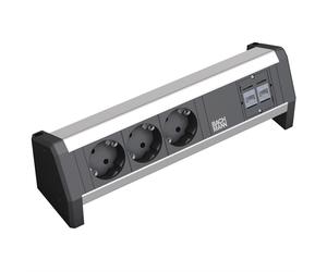 BACHMANN Prise multiple de table 3 prises à contact de protection noir. 2 CAT5e RJ45 femelle/femelleEntrée de courant : GST18 - femelle. sans câble d'alimentation ( vendu séparément ) (339.1004)